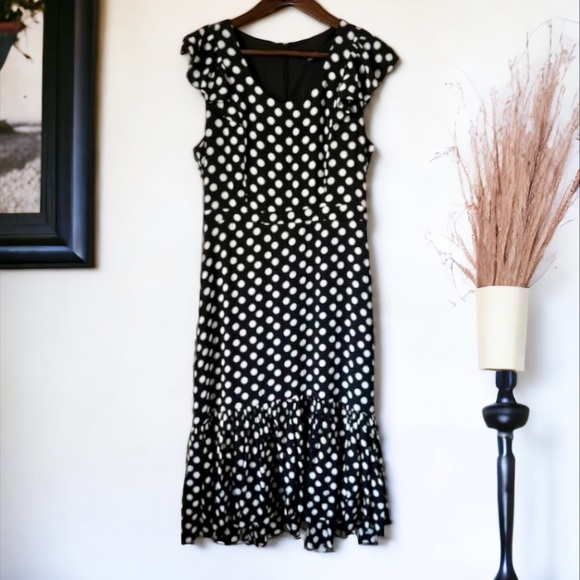 Metro Style Black and White Polka Dot Dress Size 8 - Picture 1 of 8